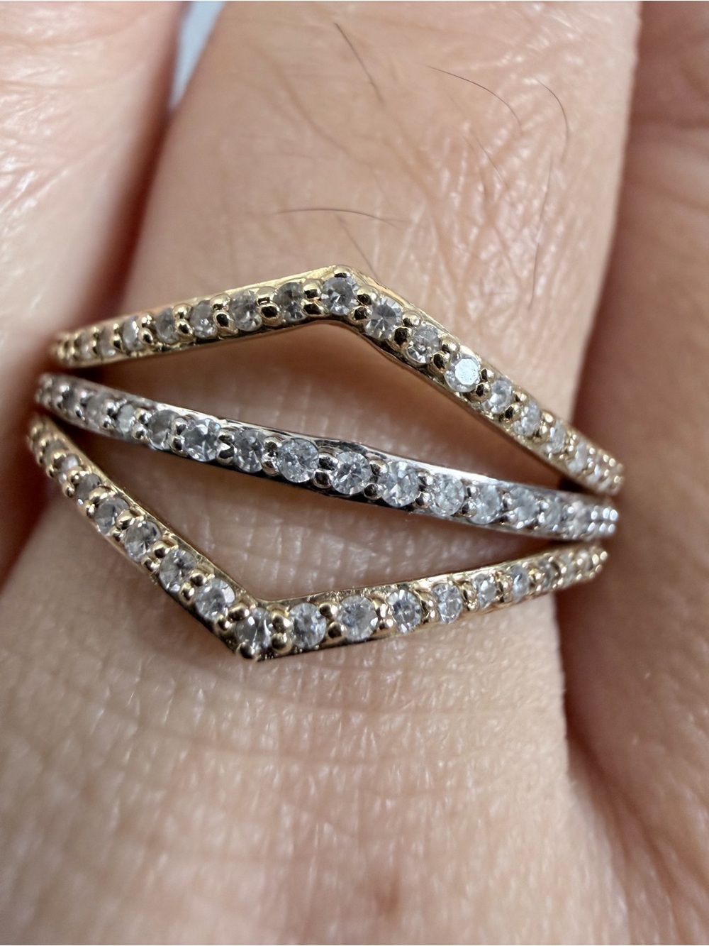Lord and Taylor 14K Yellow Gold and 0.5ctw Diamond Geometric Open Work Ring Sz 7